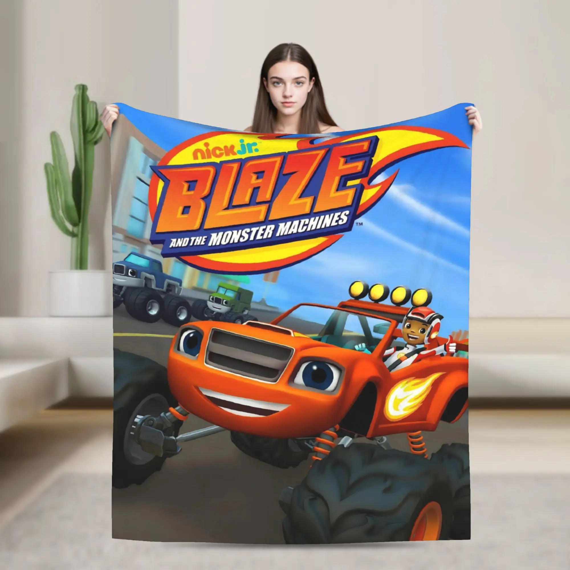 Blaze and the Monster Machines Throw Blanket for Couch Fuzzy Soft Plush Blanket 50x60 Inches Multi-size Bedspreads All Seasons