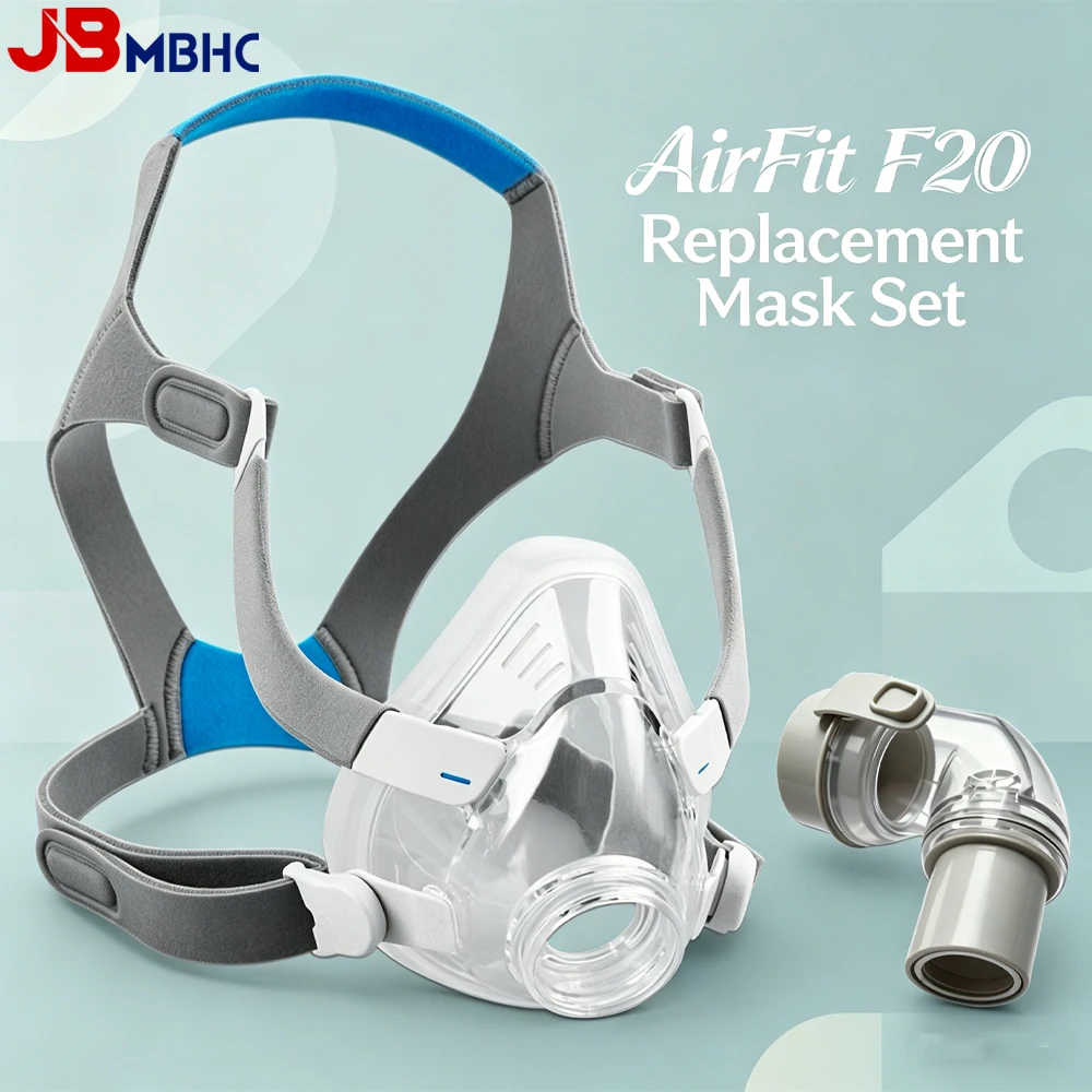 

Набор для замены маски CPAP AirFit F20 с соединительным угловым адаптером - включает подушечку для маски, головной ремень, рамку, угловой адаптер и клипсы, комплект для масок F20