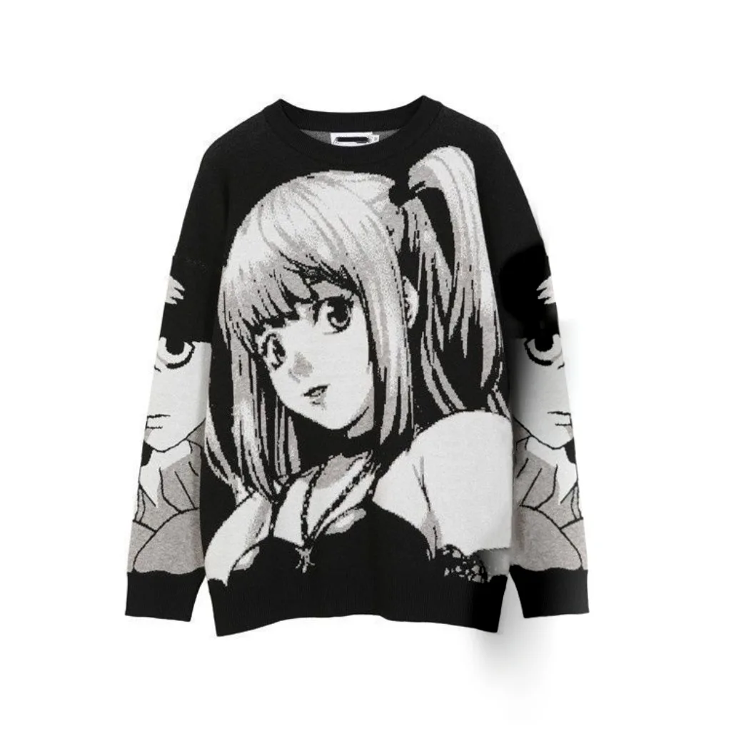 Mens Hip Hop Streetwear Harajuku Sweater Vintage Japanese Style Anime Girl Knitted 2023 Cotton Pullover Sweaters Male