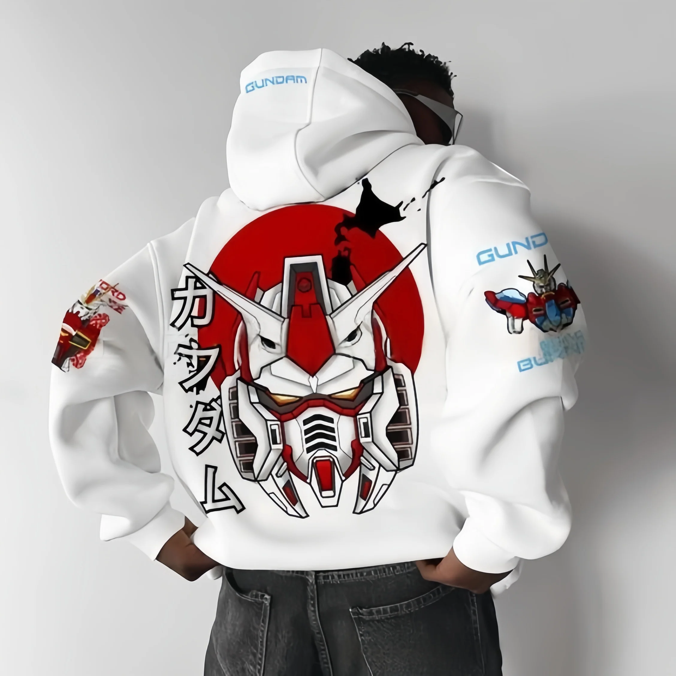 Gundam Mecha Kamen Rider Sudadera con capucha para hombre Estampado Al aire libre Casual Confort Suéter con capucha unisex Suéter con estampado