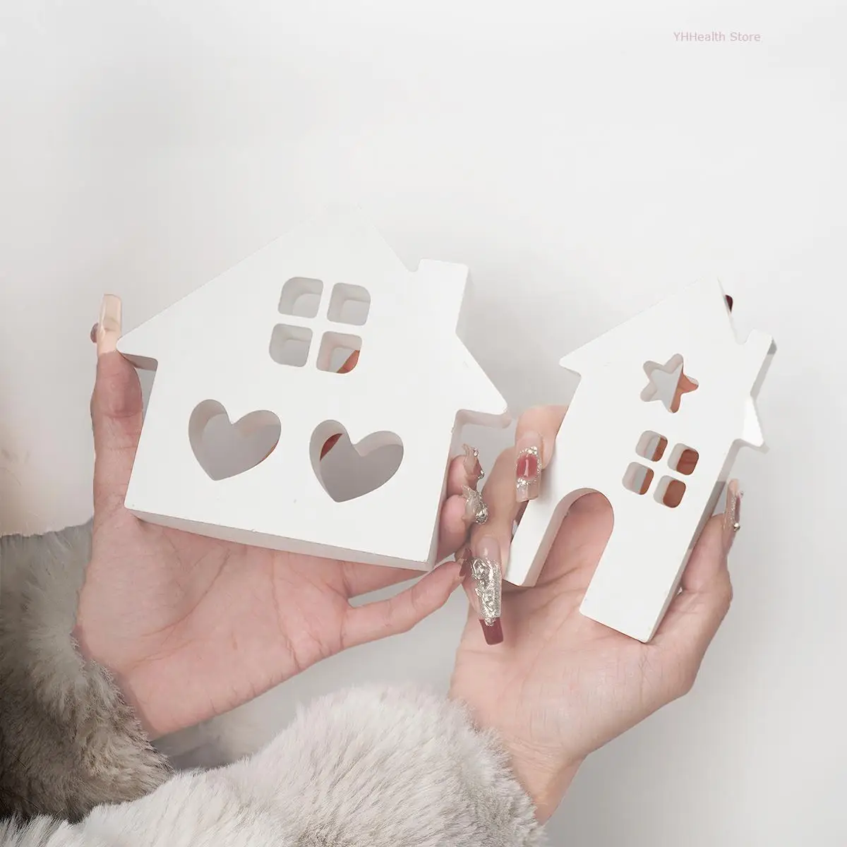 DIY House Shape Silicone Mould Handmade Heart House Plaster Candle Casting Molds Windows House Room Warm Decoration Crafts Gifts