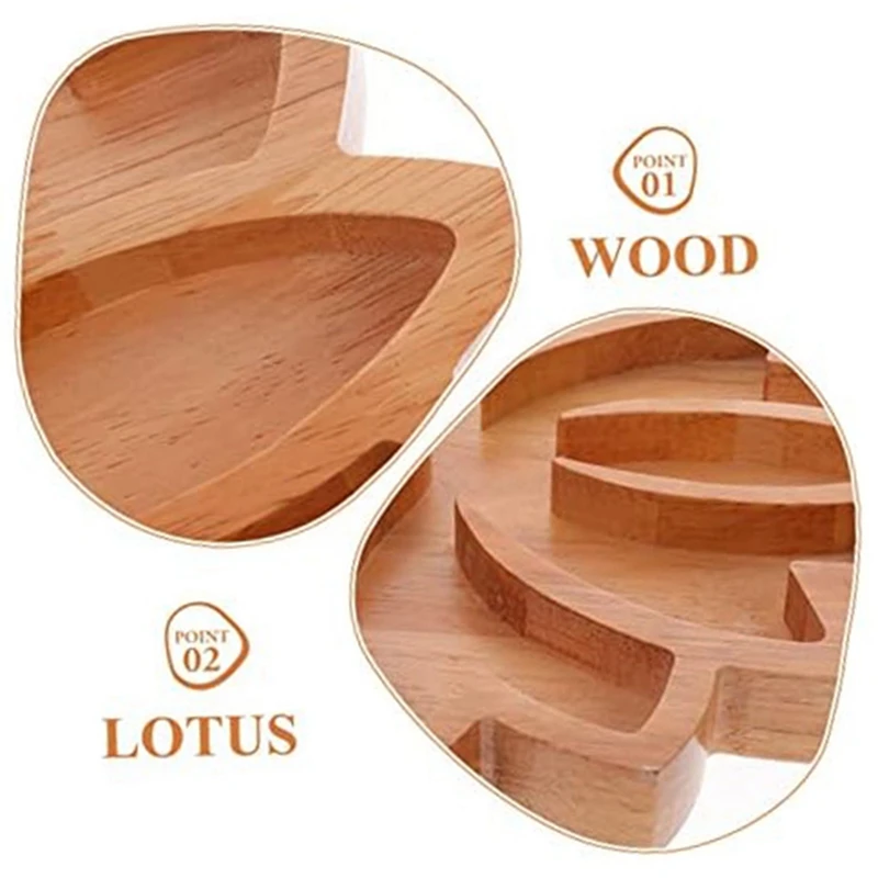 2Pcs Wooden Lotus Shape Crystal Display Tray Set Kit Retro Jewelry Essential Oil Crystal Storage Tray Set Kit