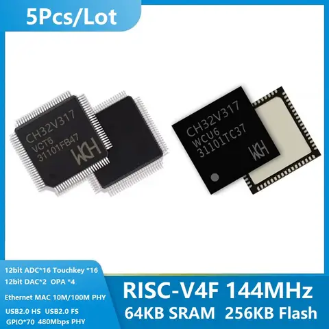 5Pcs/lot CH32V317 32V317WCU6 CH32V317VCT6 Industrial-Grade Ethernet MCU RISC-V4F Microcontroller