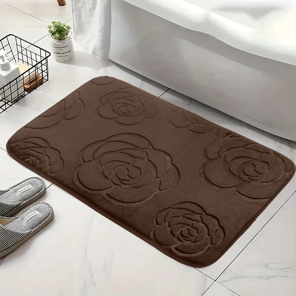 Bathroom Rugs Rose Flowers  Non-Slip Bath Rugs Machine Wash Dries Quickly-Ultra Soft Bath Mats for Bedroom kitchen