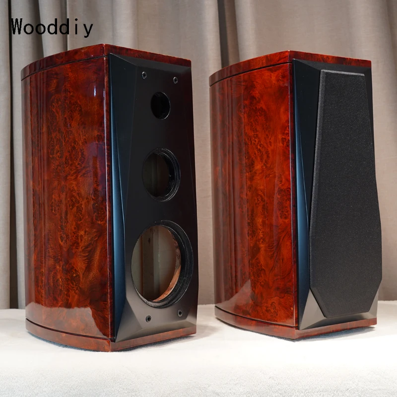 Wooddiy 6.5 Inch One Pair Speaker Cabinet Empty Box Three-way Classic Style Speaker Birch Plywood Baltic Waist Drum Radian Gloss