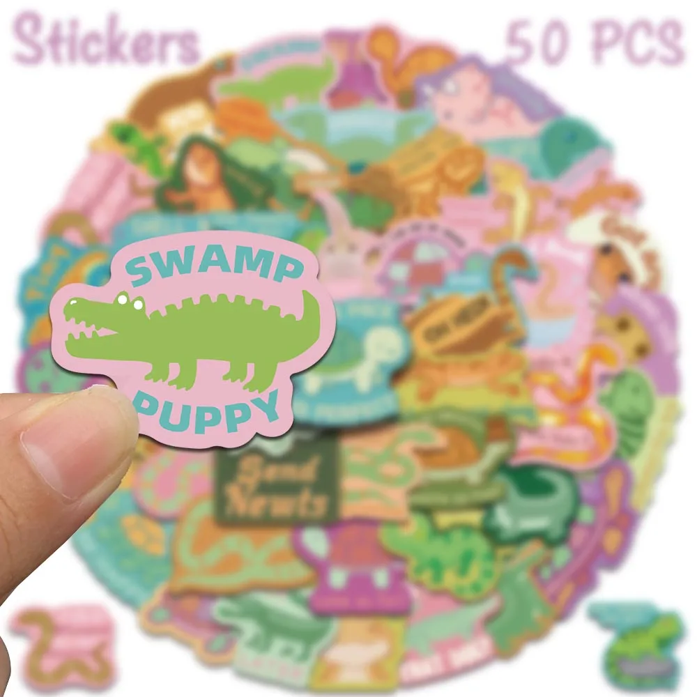 Picture 3: 50pcs Cartoon Reptile Stickers Kawaii Cute Animals Decals For Laptop Scrapbook Backpack Envelope Magazine DIY Graffiti Stickers