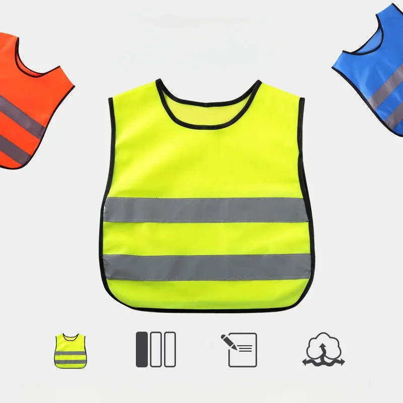 Kids Reflective Vest Fluorescent Yellow Safety Vest High Visibility Clothing For Children Safe Traffic Student Security Clothes