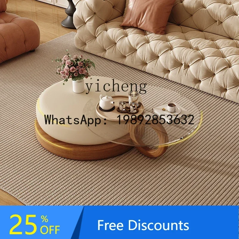 

B1 retro French coffee table small apartment solid wood tea table new modern simple round tea table