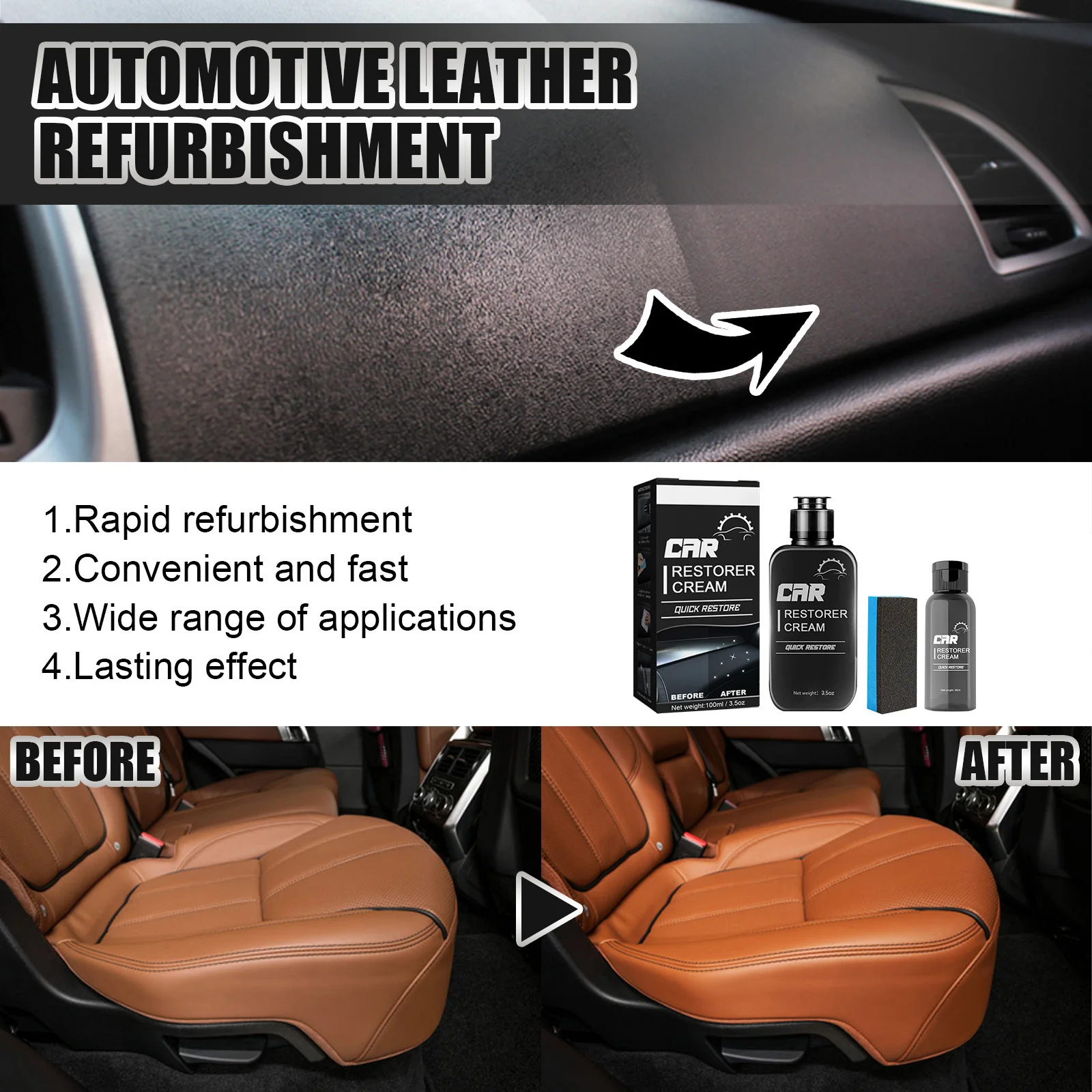 Car Interior Leather Care Cleaner Protective Film Conditioner Refinishing Spray Suitable for Polishing Upholstery