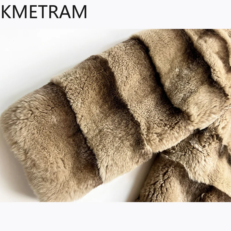 내추럴 렉스 토끼털 코트 여성 고급 중간 길이 리얼 퍼 코트 여성 겨울옷 2025 신상 아우터