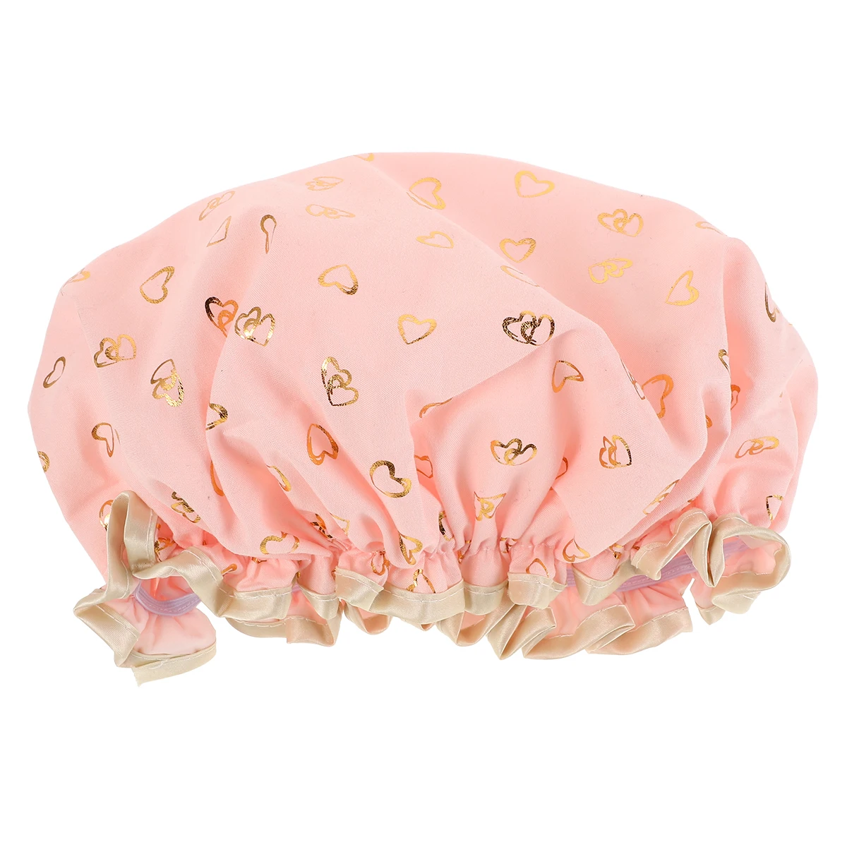 

Double Layer Thickened Waterproof Shower Cap for Women Reusable Hair Cover Elastic Band Pink Bath Bonnet for Long Hair