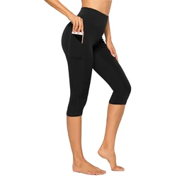 Sport Shorts Cropped Pants Women Fitness Nudity High Waist Hip Lift Running Yoga Side Pockets Tights Quick Dry Gym Sportswear