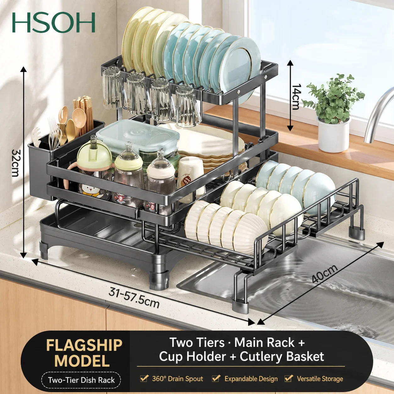 Commercial Kitchen Floor Drain - Escurridor de platos extensible para la