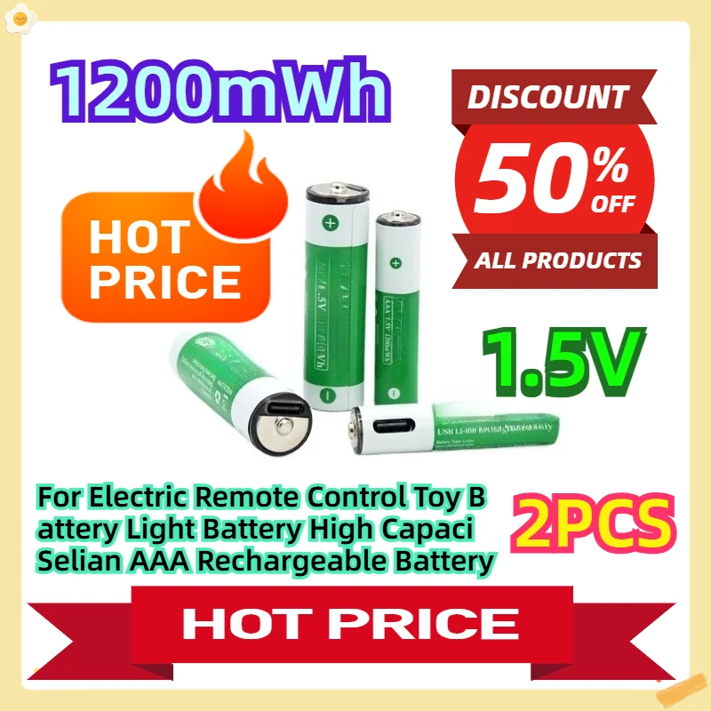 

For Electric Remote Control Toy Battery Light Battery High Capaci Selian AAA Rechargeable Battery 1.5V1200mWh 2pcs