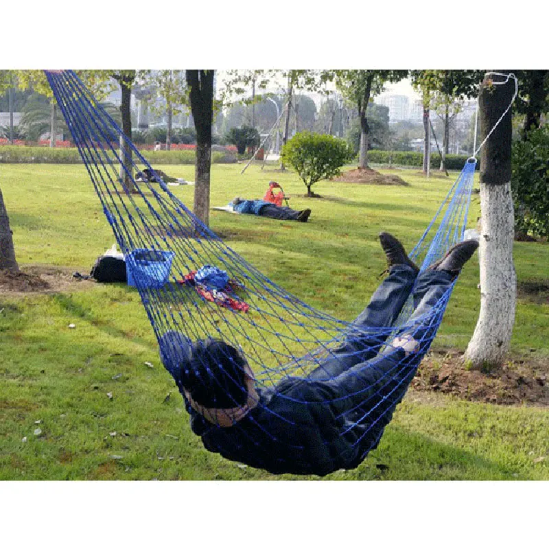 Nylon Mesh Hammock Single Person Hanging Sleeping Bed Swing Outdoor Camping Essentials Hammocks For Outside