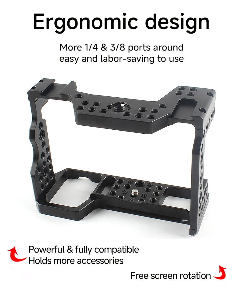 Kamerakäfig für Sony A7 III A7III A7RIII A7M3 A7R3 A7M2 A7R2 A9 Aluminiumlegierung Rabbit Cage mit Cold Shoe Halterung für Vlogging – Detail 4