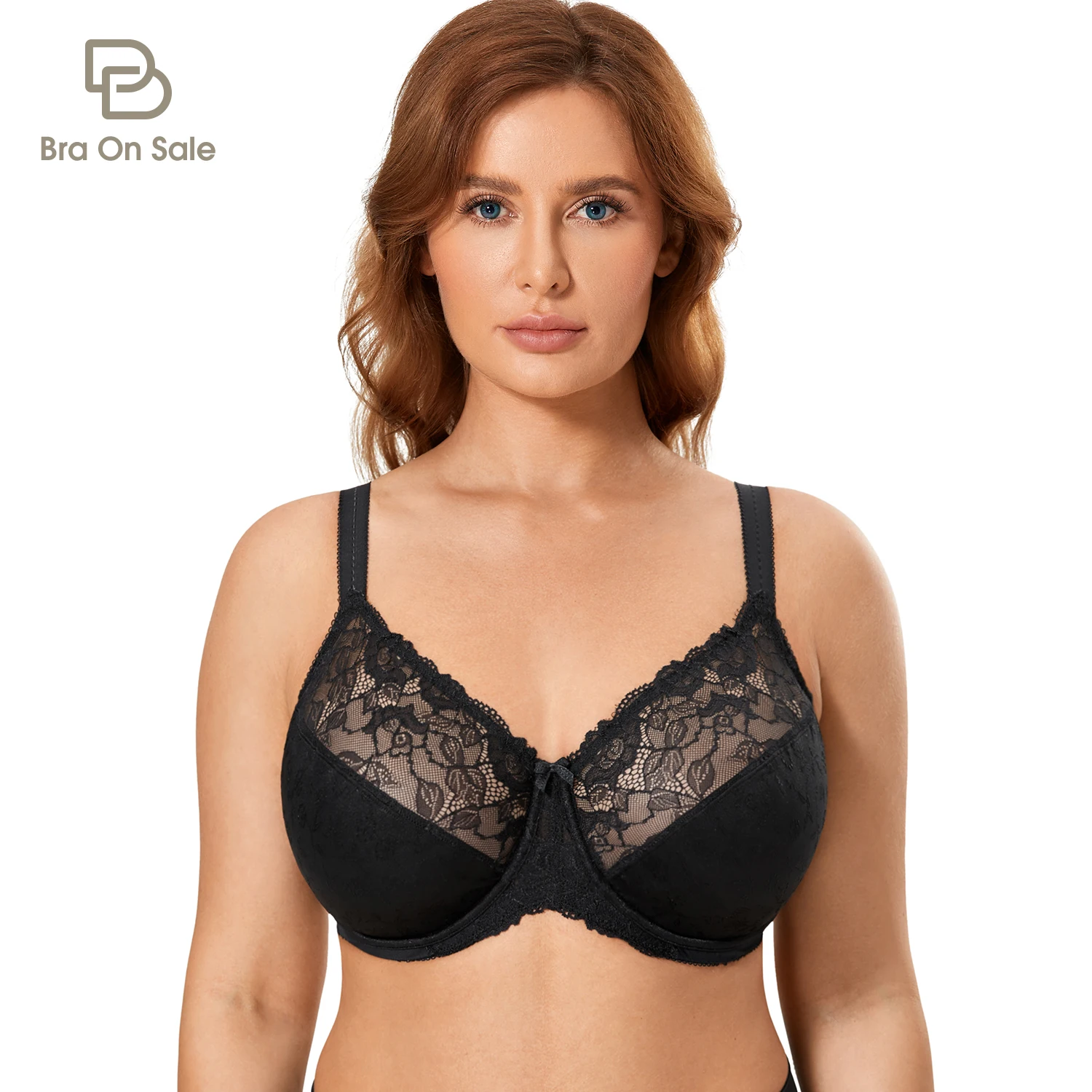 Women\'s Plus Size Full Figure Non Padded Underwire Floral Lace Minimizer Bra