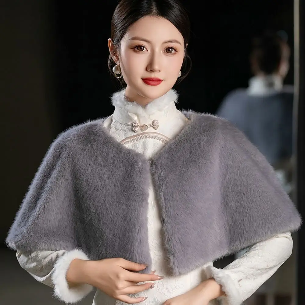 Elegant Faux Rabbit Fur Imitation Mink Fur Scarf Thicken Long Winter Cape Neck Warmer Warm Faux Fur Wrap Daily