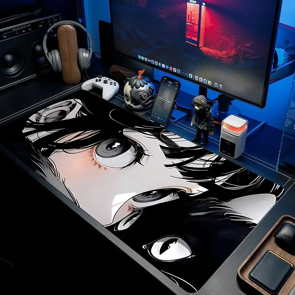 

XXL Black Cat Girl Anime Gaming Mouse Pad 900x400 Stitched Edge Non-Slip Rubber Desk Mat computer Laptop Office Accessories XAXC
