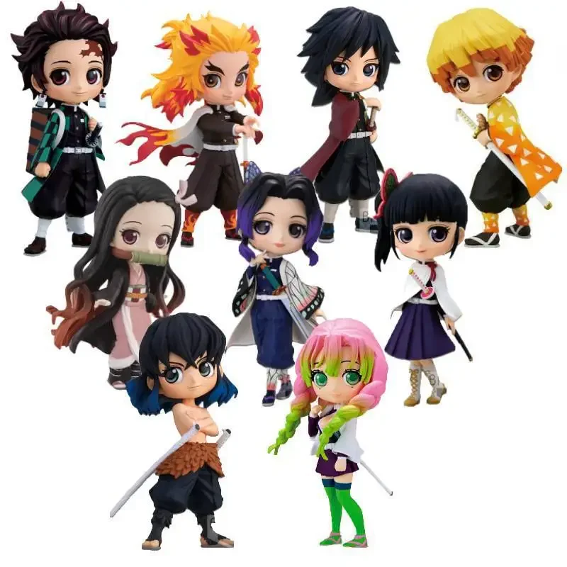 15cm Figurka Anime Demon Slayer Lalka Zabawka Nezuko Tanjirou Zenitsu Inosuke Kyoujurou Shinobu Giyuu Qposket Model Zabawka Prezent Świąteczny dla Dzieci