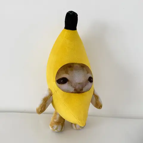 Portachiavi con ciondolo bambola gatto Banana 17cm che piange felice gatto Banana