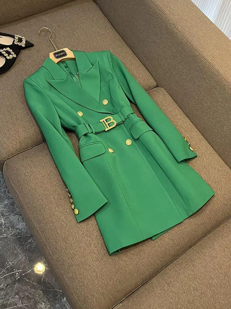 En Suit Dr تصميم نسائي للعمل الثقيل لخريف وشتاء جديد Sle Ci Commute V-ne بزر مزدوج #1