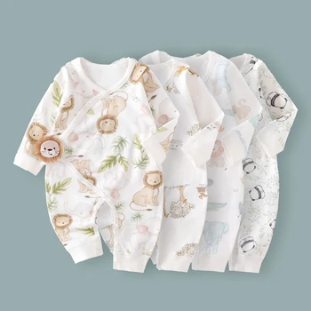 AYNIGIELL Frühling Herbst Kleidung Neue 0-6M Baumwolle Neugeborenen Baby Mädchen Junge Strampler Druck Infant Overall Baby der innere Kleidung