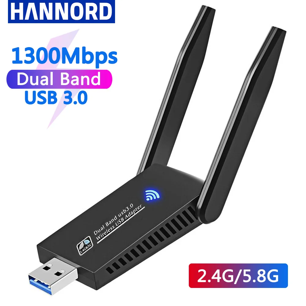 USB 3,0 Wi-Fi адаптер 1300 Мбит/с, два диапазона 2,4 ГГц и 5 ГГц