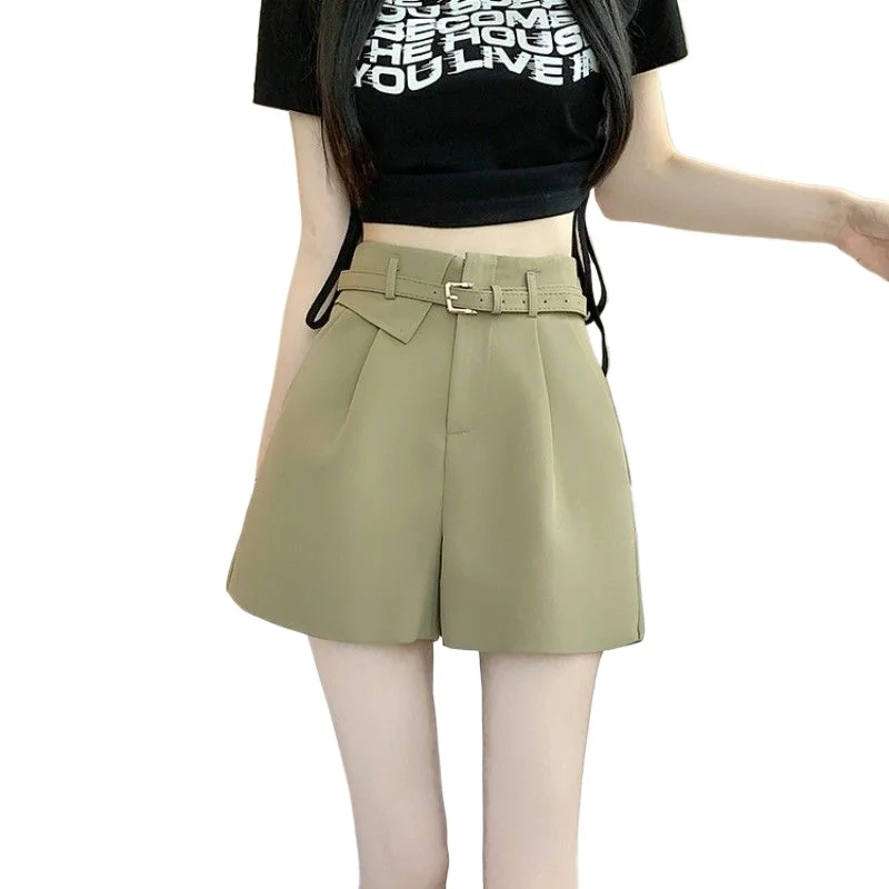 Women's Summer Style Wear Spring Fashion Slimming All-in-one A-line Pants Wide Leg Casual Pretty Pants High-waisted Suit Shorts
