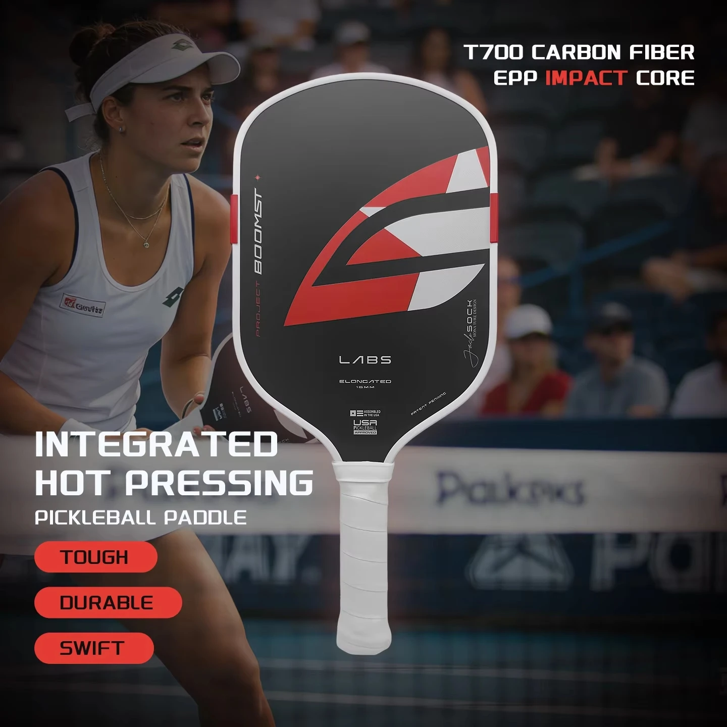

BOOM CORE Pickleball Paddle Rough T700 Carbon Fiber Surface Hot Press Molding Larger Sweet Spot Durable Racket