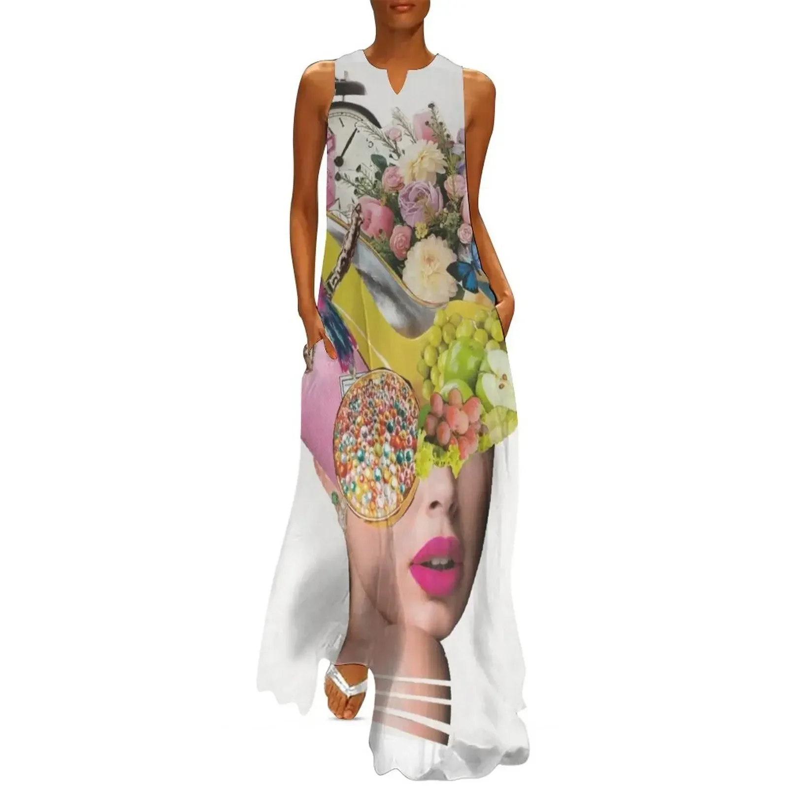 

Portrait Collage Art, ¨I Choose To Be Positive¨. Long Dress summer dresses womens 2025 dress women summer Dresses Dress