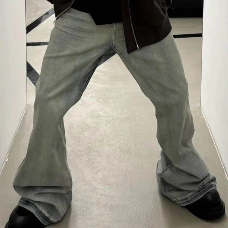 

Men's Jeans Fashion Pants for Man Ribbon Design Full Length Owens Men Trousers Gray Solid Sweatpants Men's Clothing
