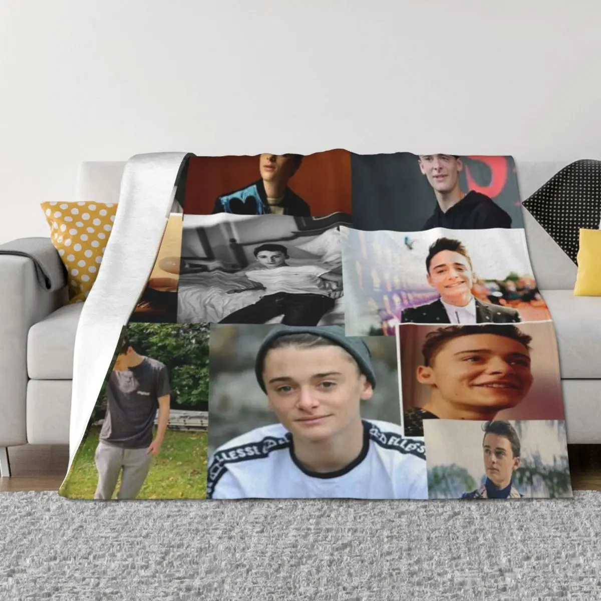 

noah schnapp Throw Blanket Personalized Gift Fashion Sofas Polar Sofas Blankets