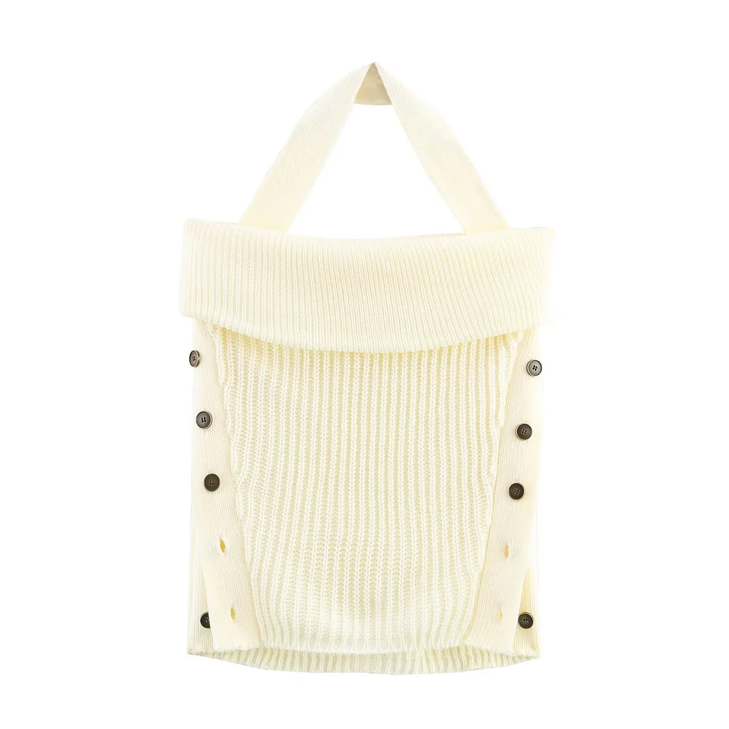 Top de punto con cuello Halter y espalda descubierta para mujer, cárdigan abierto sin mangas a la moda de estilo americano y europeo, novedad