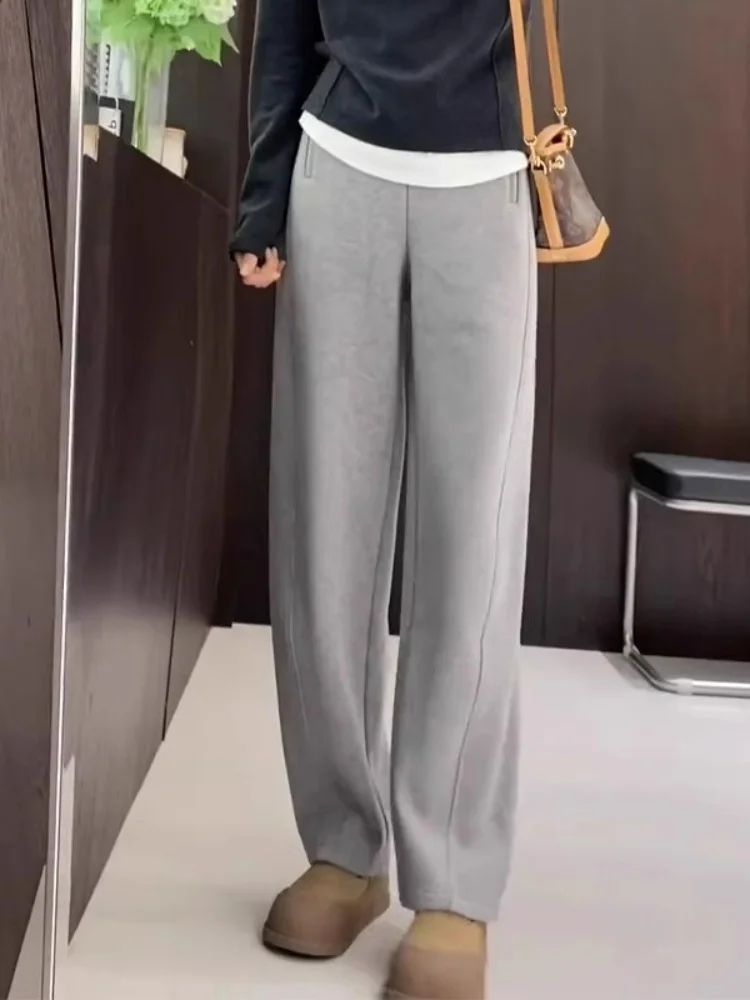 Pantaloni a banana casual a gamba dritta a vita alta da donna Slim Fit ey Label Rimosso comodi pantaloni autunnali per donna