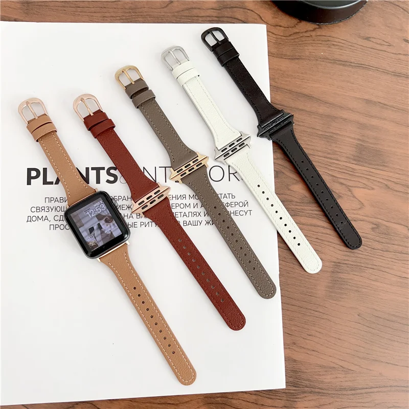 Leather strap For Apple watch band 44mm 45mm 41mm 40mm 49mm 42mm 38mm 45 44 mm correa bracelet iWatch series 3 4 6 SE 7 8 ultra