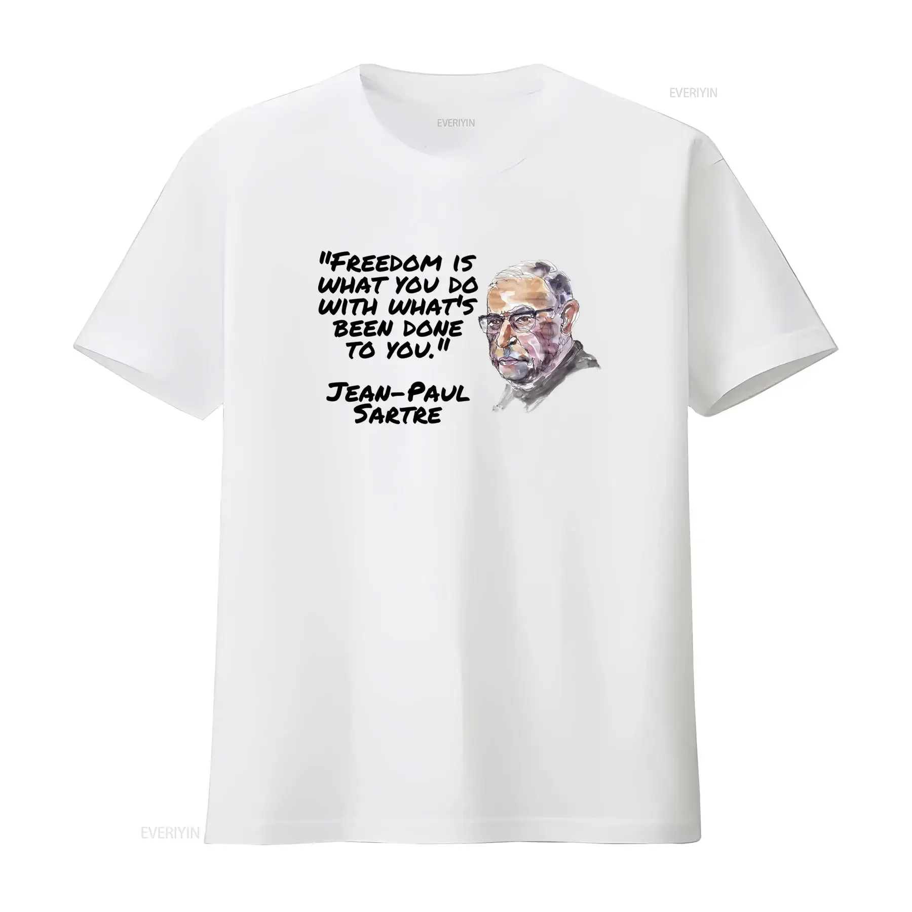 T-shirt Sartre pour les amateurs de liberté, lecteurs, écrivains, citations de philosophie, haut vintage délavé pour un usage quotidien, vêtements de créateur
