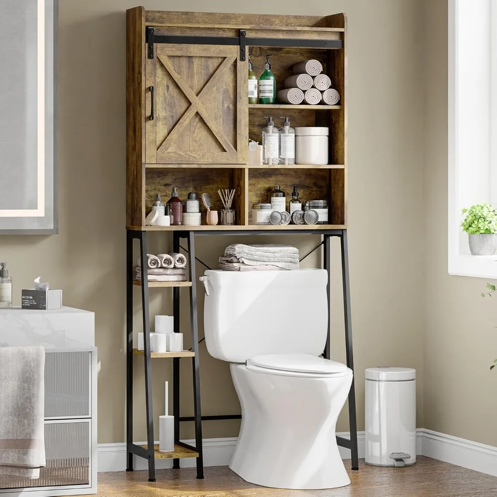 

Over The Toilet Storage Cabinet, Storages Cabinet Over Toilets with Sliding Door Toilet Paper Holder Stand, Storage Shelves