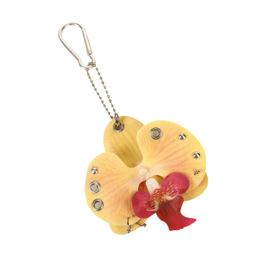 

Elegant Colorful Simulation Flower Keychain Sweet Pearl Butterfly Orchid Keyring Star Bow Backpack Decoration Women