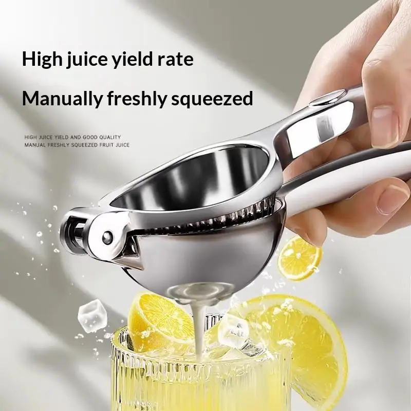 【F】1Pcs Stainless Steel Manual Citrus Juicer High Juice Yield Easy Squeeze Handle For Home Kitchen Fresh Juice Cocktail Making