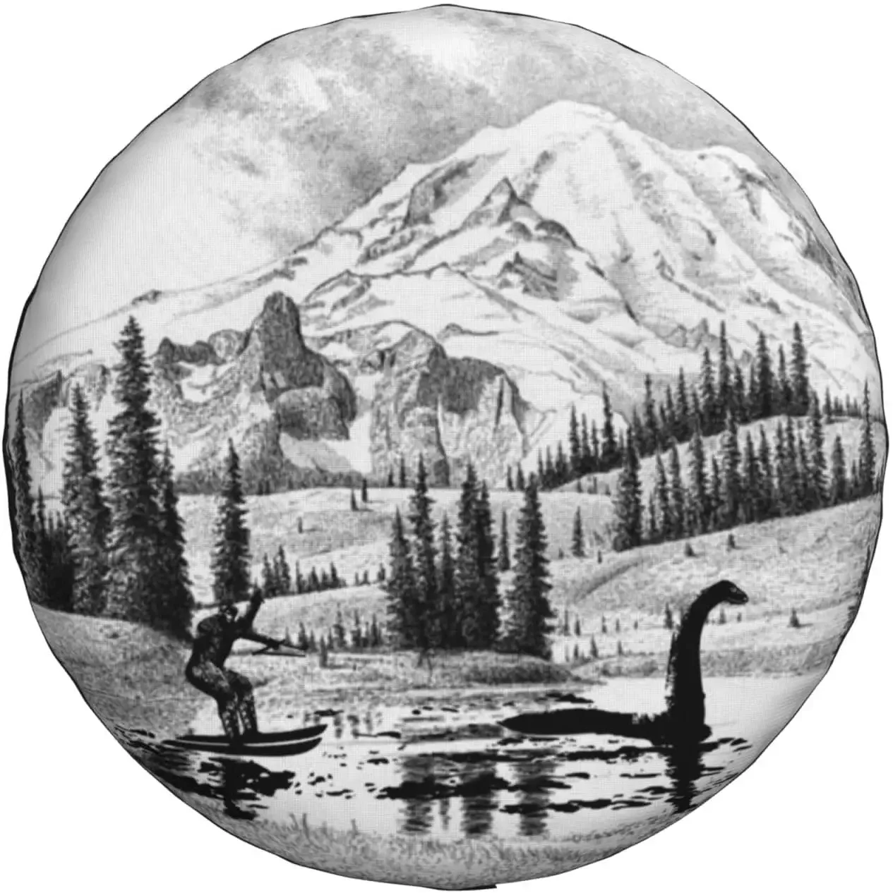 Loch Ness Monster Bigfoot Spare Tire Cover Weatherproof Dust-Proof Tire Universal Covers Fit for RV Truck SUV Motorhome Travel