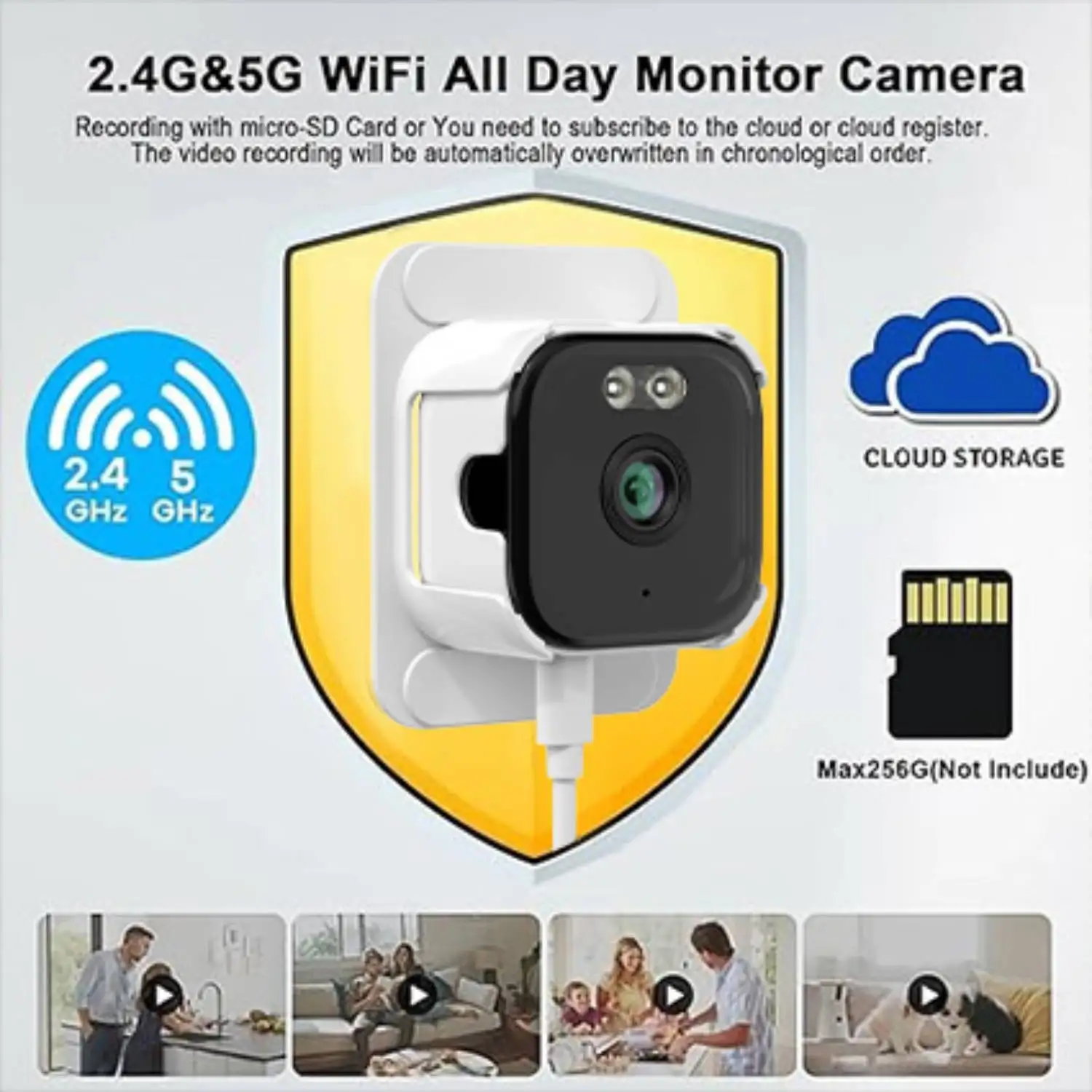 2K HD Smart Window Camera, 2.4G/5G WiFi Indoor Cameras For Home Security Color Night Vision Motion Detection 24/7 Recording image 2