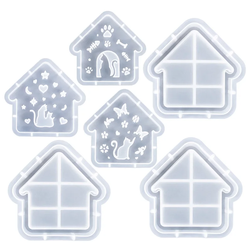 

Кошачья тема Домашний декор DIY Набор для рукоделия из смолы Серия кошачьего коттеджа Силиконовые формы Ночник и коробка для хранения Праздничный домашний декор Подарочный набор