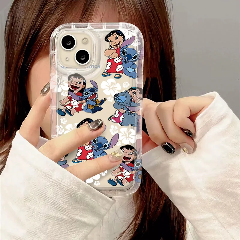 Disney Stitch Angel Friends Protective Phone Case for iPhone 15 14 13 12 11 Pro Max XR XS X 8 7 6 6S Plus SE 2020 Silicone Cover - náhled 4