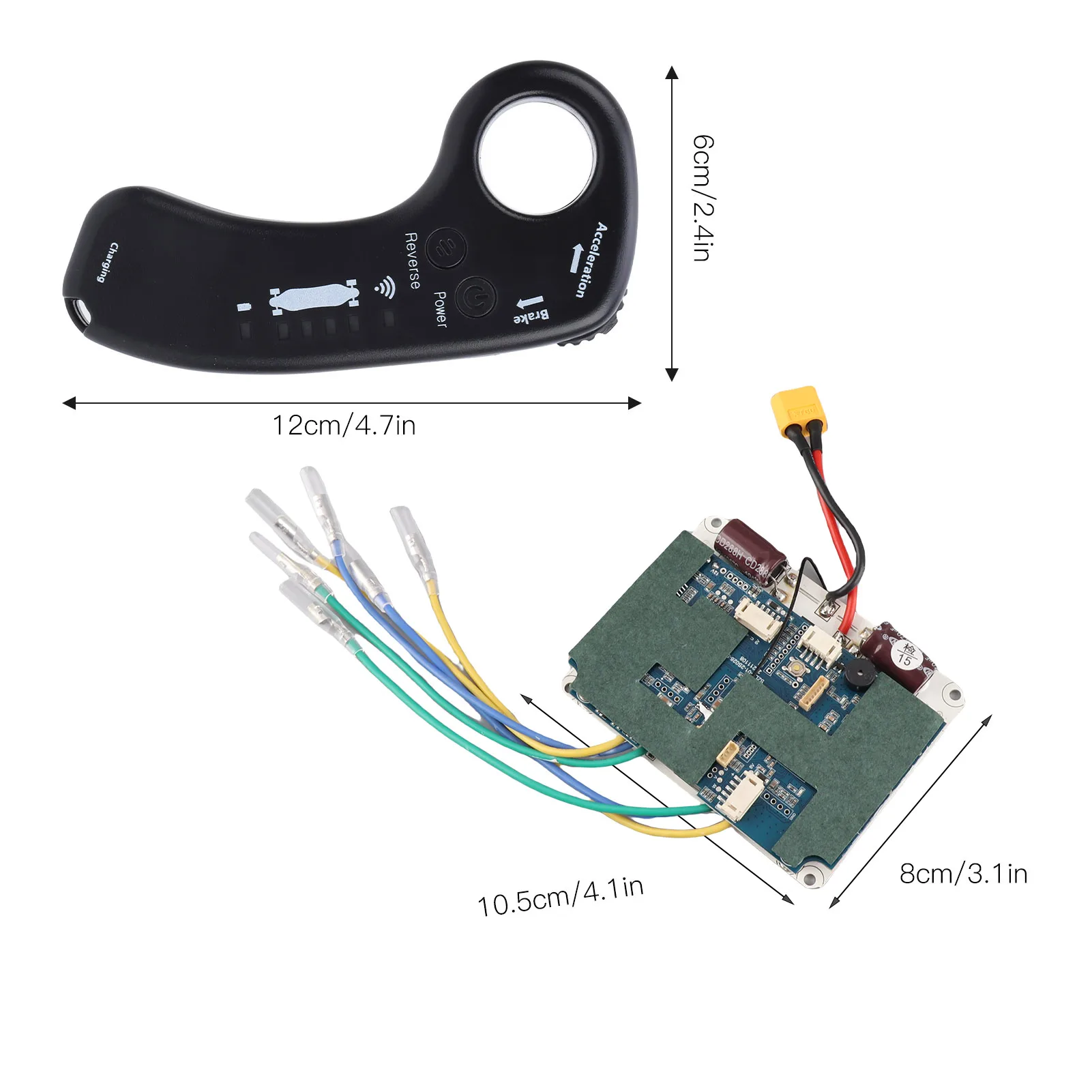 Set Pengontrol Skuter Elektrik, Pengontrol Skuter dengan Remote Control, Panel Kontrol Motor Hub Penggerak Ganda Sinusoid, Aksesori ESC