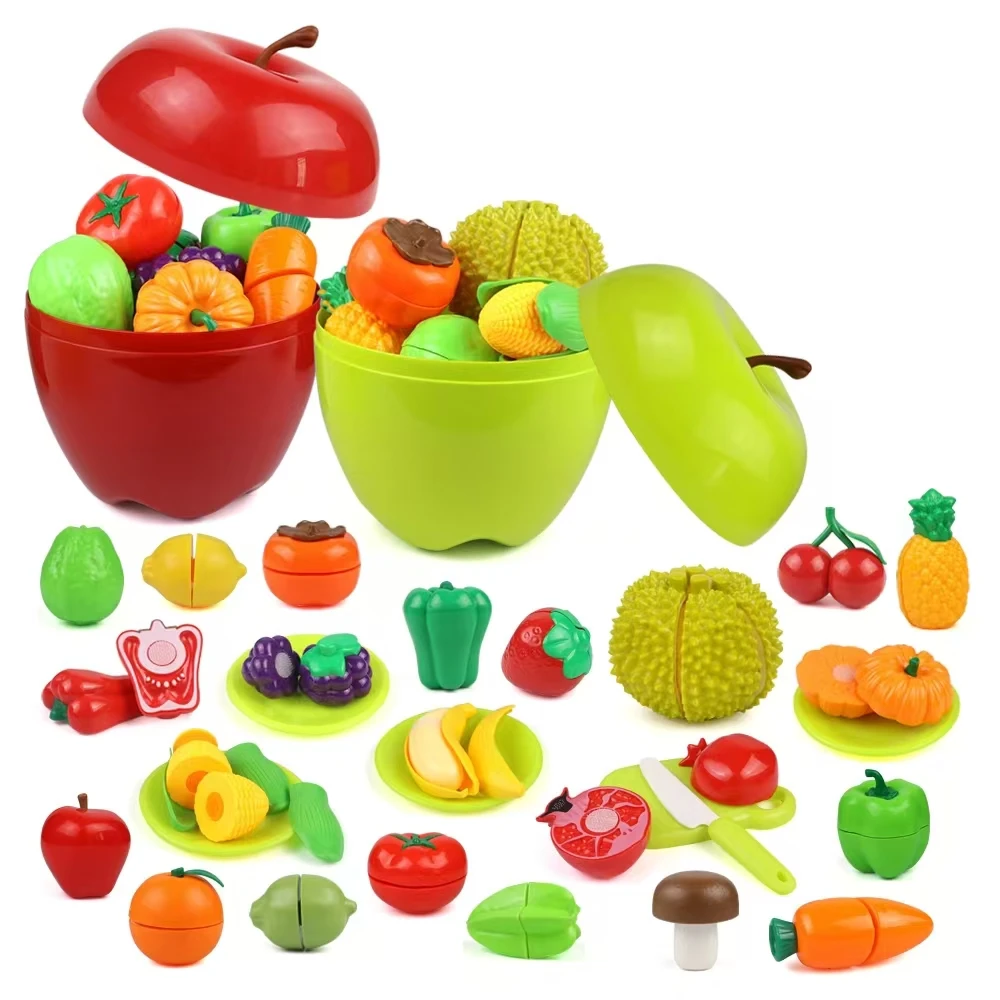 어린이 장난감 과일과 야채 자르기 세트 어린이를위한 역할 놀이 시뮬레이션 주방 장난감 몬테소리 아기 장난감 어린이 선물