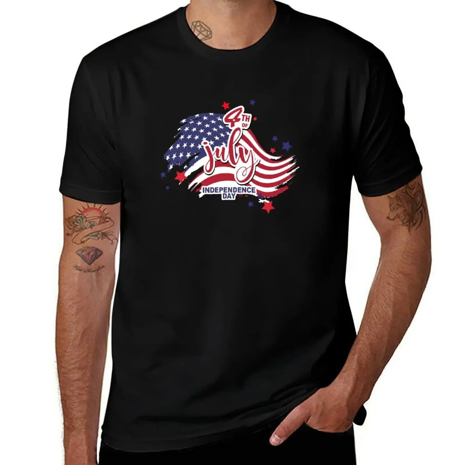 

Brush Stroke Stars – Artistic 4th of July Shirt T-Shirt Luxury man topping essential t shirt mens cotton t shirts