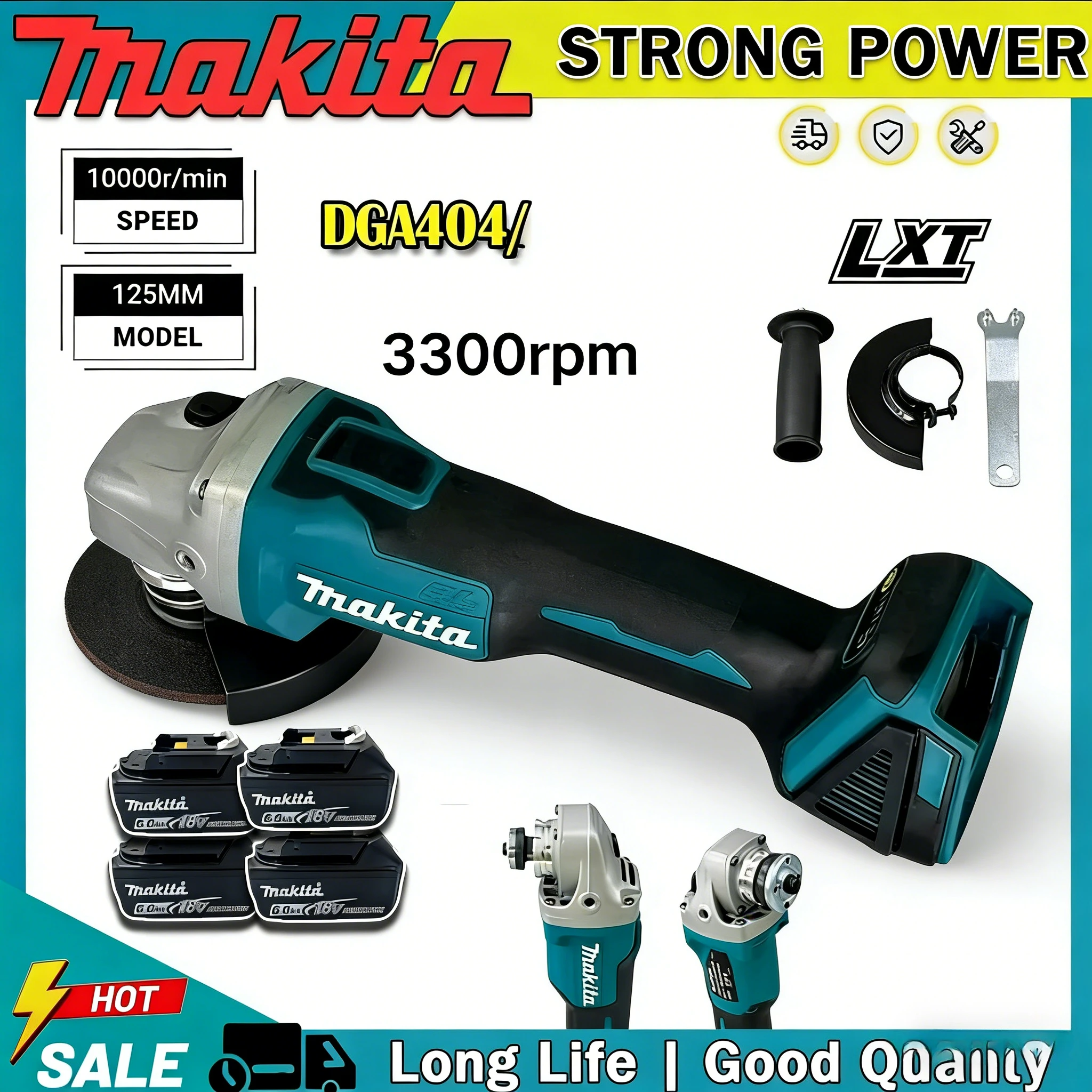 

Makita Brushless Tool DGA404 Electric Angle Grinder Metal Wood Power Tool Grinder Cordless Grinding Polishing Cutting Machine