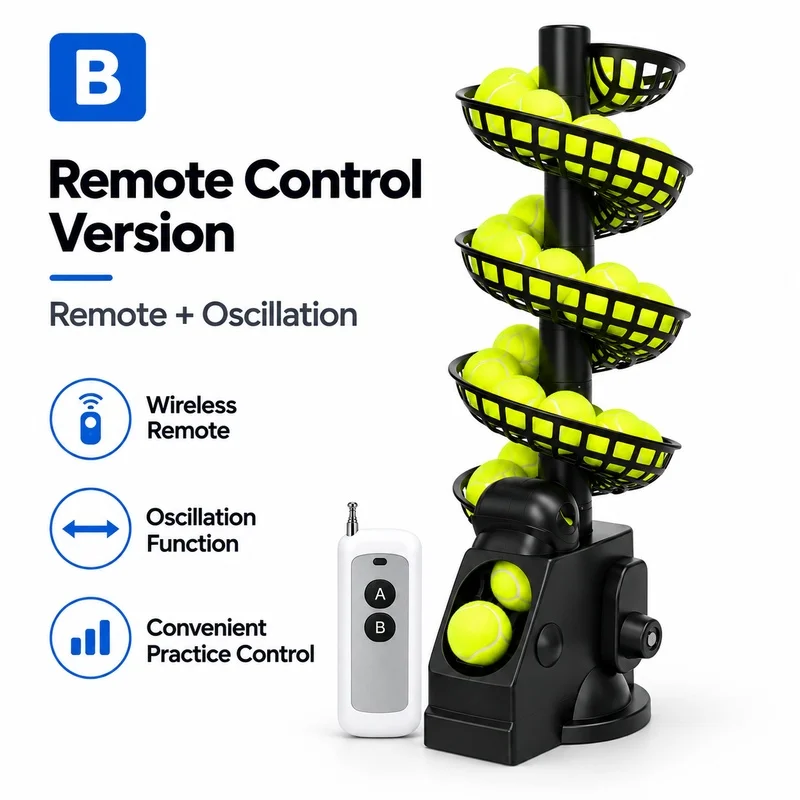 Tennis & Pickleball Ball Machine, Automatic Solo Training Launcher for Beginners & Pros, Remote & Height Options
