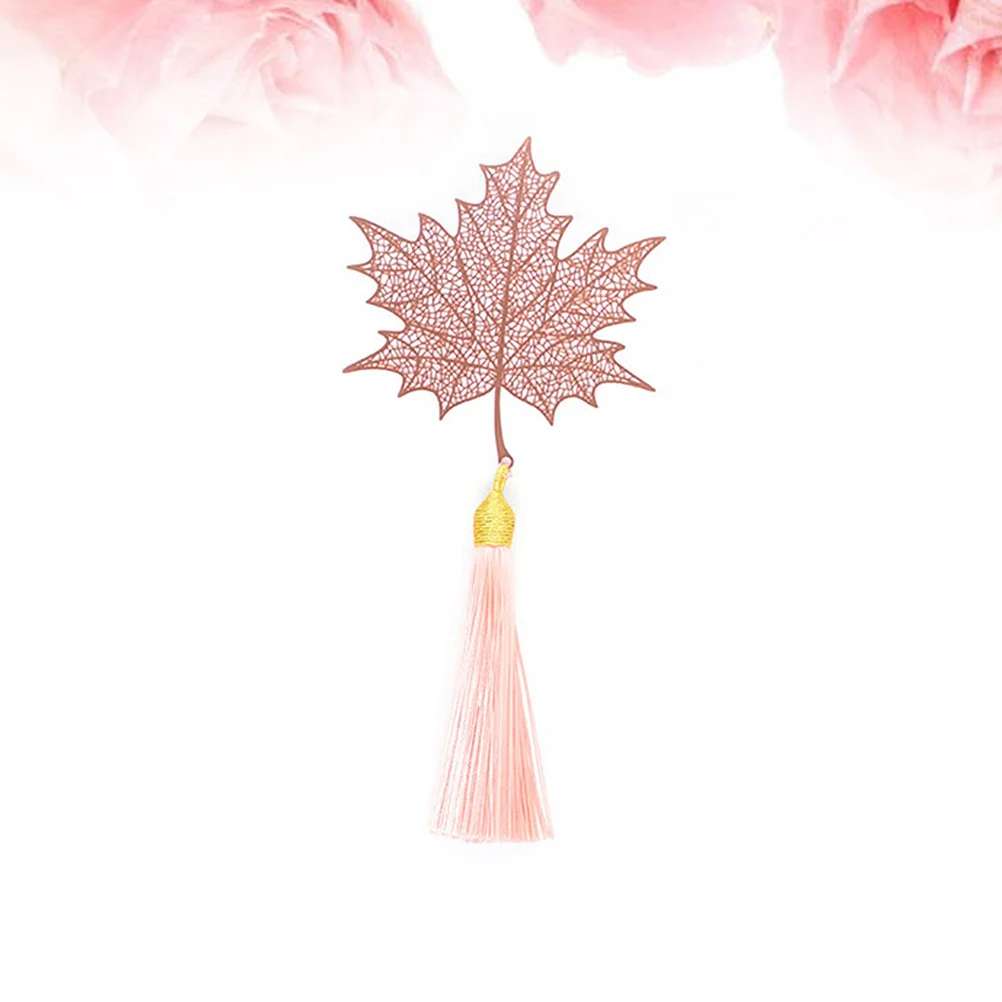 2Pcs Metal Bookmark Creative Leaf Design Exquisite Tassel Decor Stationery Book Label for Readers Students Writers Graduates